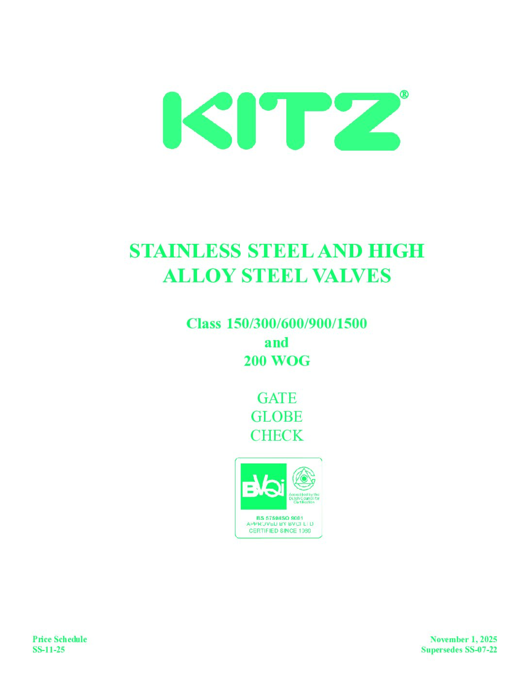 STAINLESS STEEL AND HIGH ALLOY STEEL VALVES